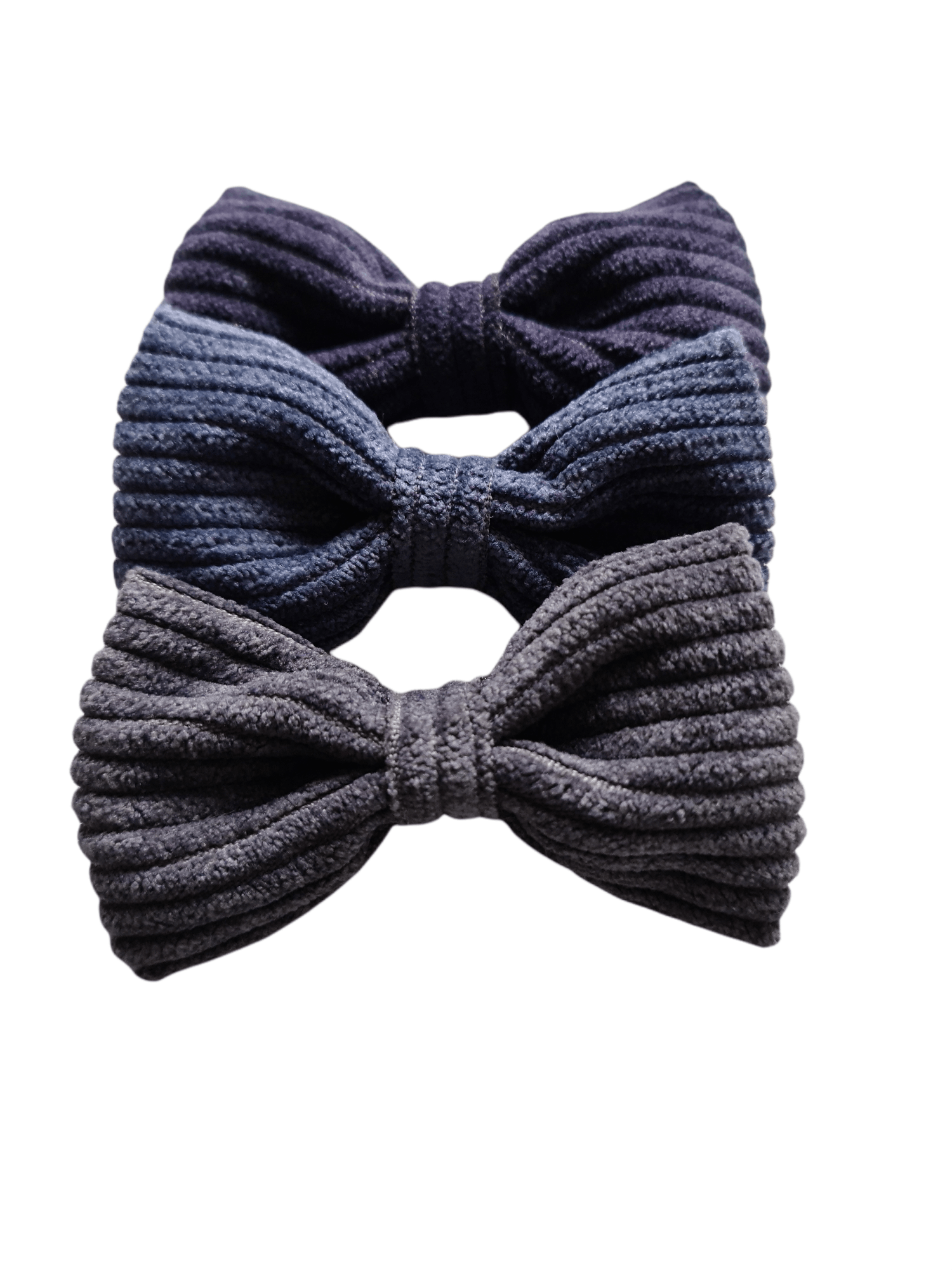 Voordeelsetje vlinder haarstrik ribstof blauw/grijs - Staartjes en Strikjes