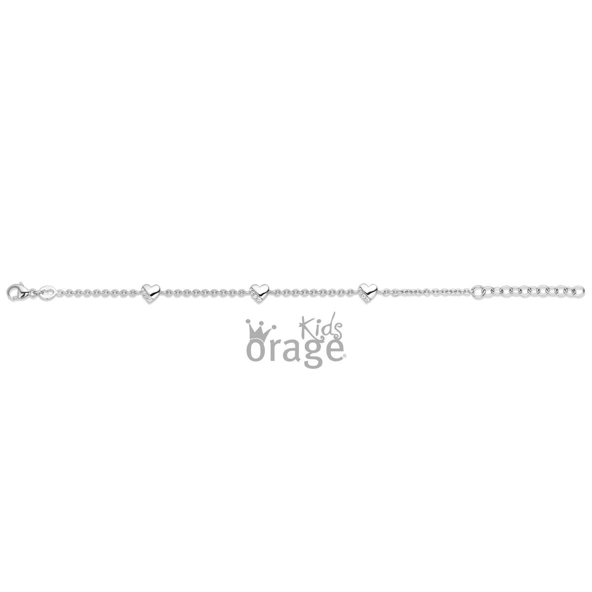 Zilveren armbandje verstelbaar hartjes met steentjes Orage Kids - Staartjes en Strikjes