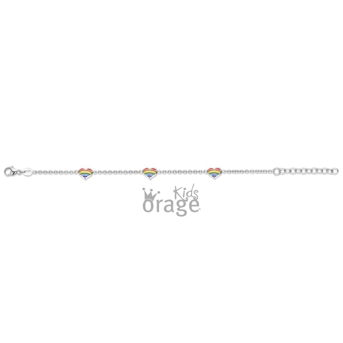 Zilveren armbandje verstelbaar hartjes multicolor Orage Kids - Staartjes en Strikjes