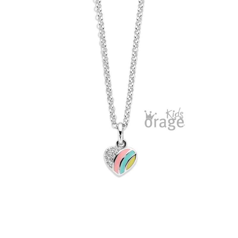 Zilveren ketting hartje pastel Orage kids - Staartjes en Strikjes