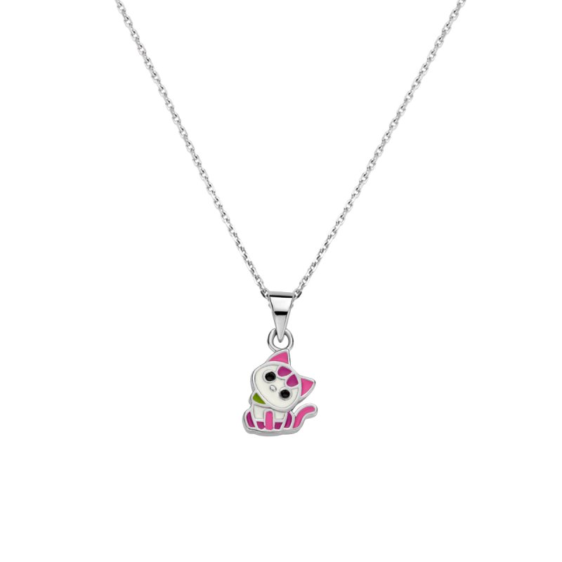 Zilveren ketting katje - Staartjes en Strikjes