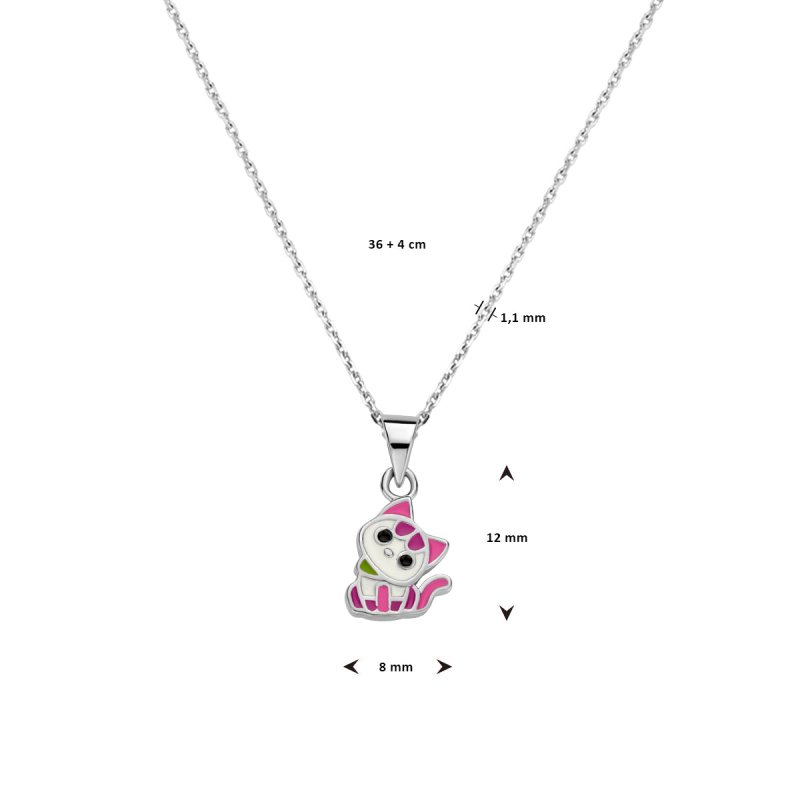 Zilveren ketting katje - Staartjes en Strikjes