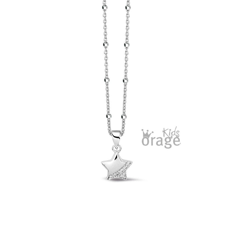 Zilveren ketting ster met zirconia steentjes Orage Kids - Staartjes en Strikjes