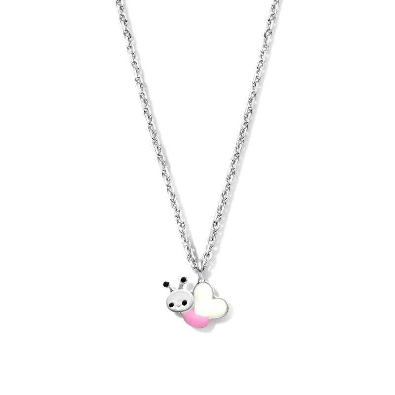 Zilveren ketting vlinder wit/roze Naiomy Princess - Staartjes en Strikjes
