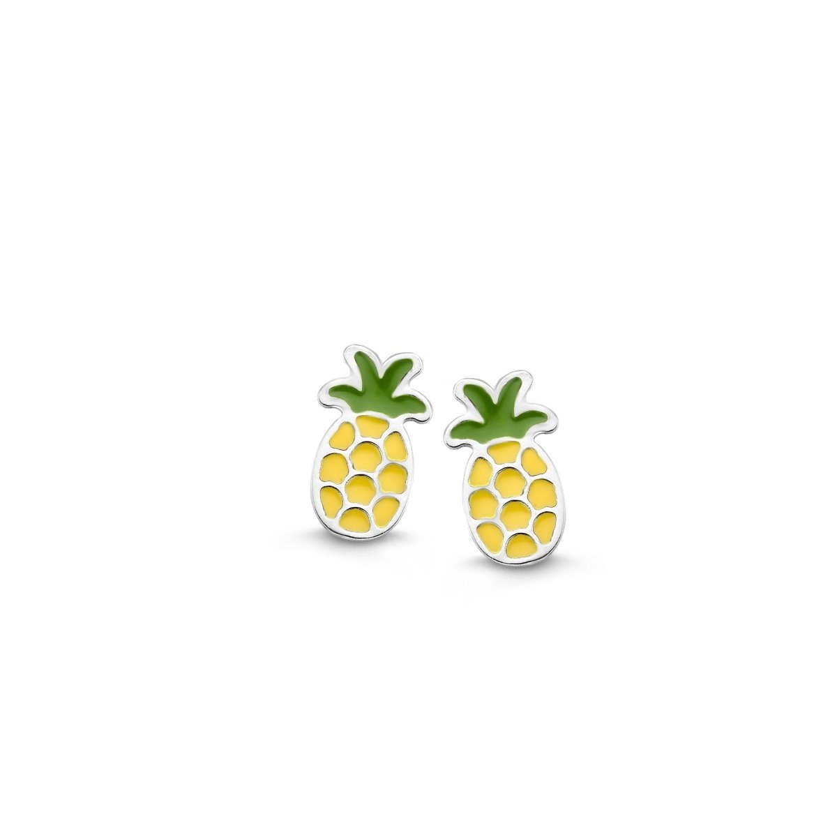 Zilveren kinder oorbellen ananas Naiomy Princess - Staartjes en Strikjes