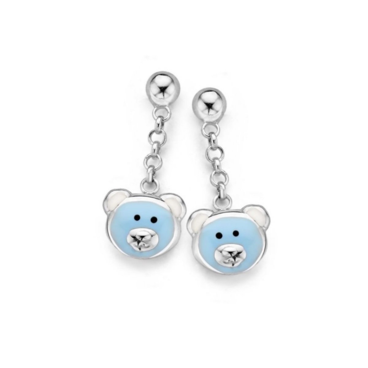 Zilveren kinder oorbellen beer hangertjes Naiomy Princess - Staartjes en Strikjes