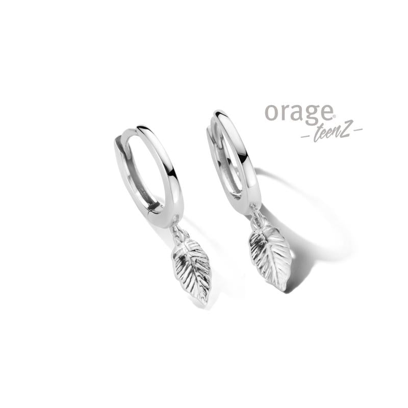 Zilveren kinder oorbellen blaadje Orage Teenz oorringen/creolen - Staartjes en Strikjes