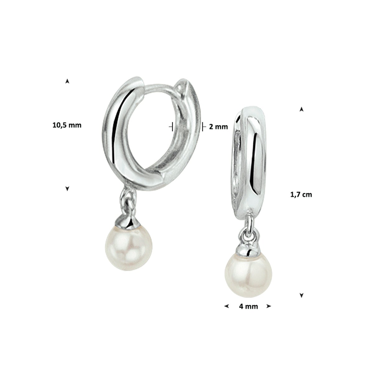 Zilveren kinder oorbellen creolen/oorringen pareltje - Staartjes en Strikjes