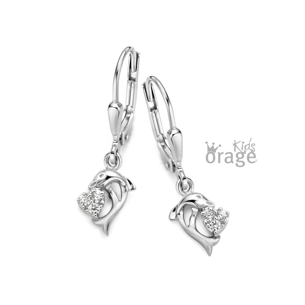 Zilveren kinder oorbellen dolfijn Orage kids brisuresluiting/oorslinger - Staartjes en Strikjes
