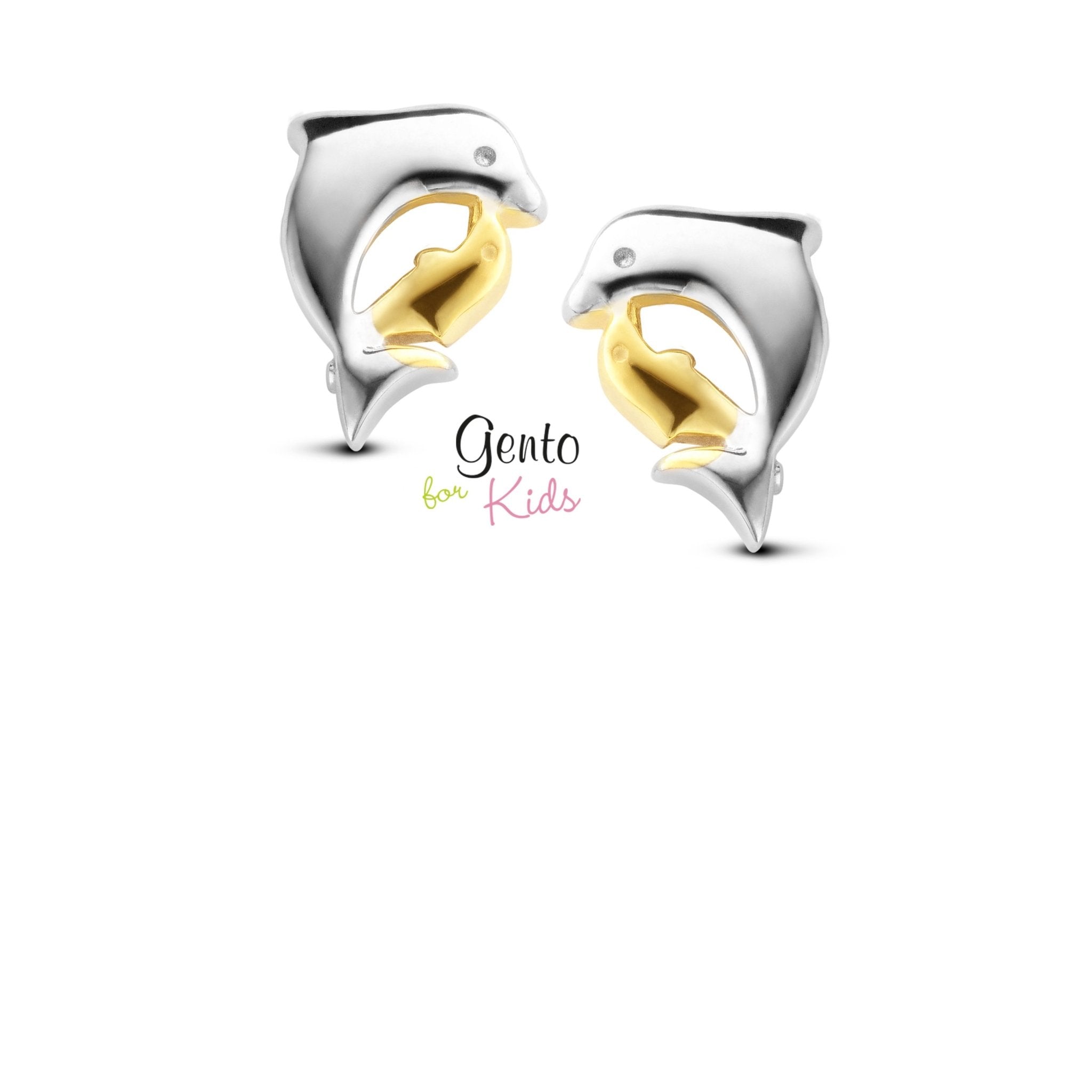 Zilveren kinder oorbellen dolfijnen Gento for kids - Staartjes en Strikjes