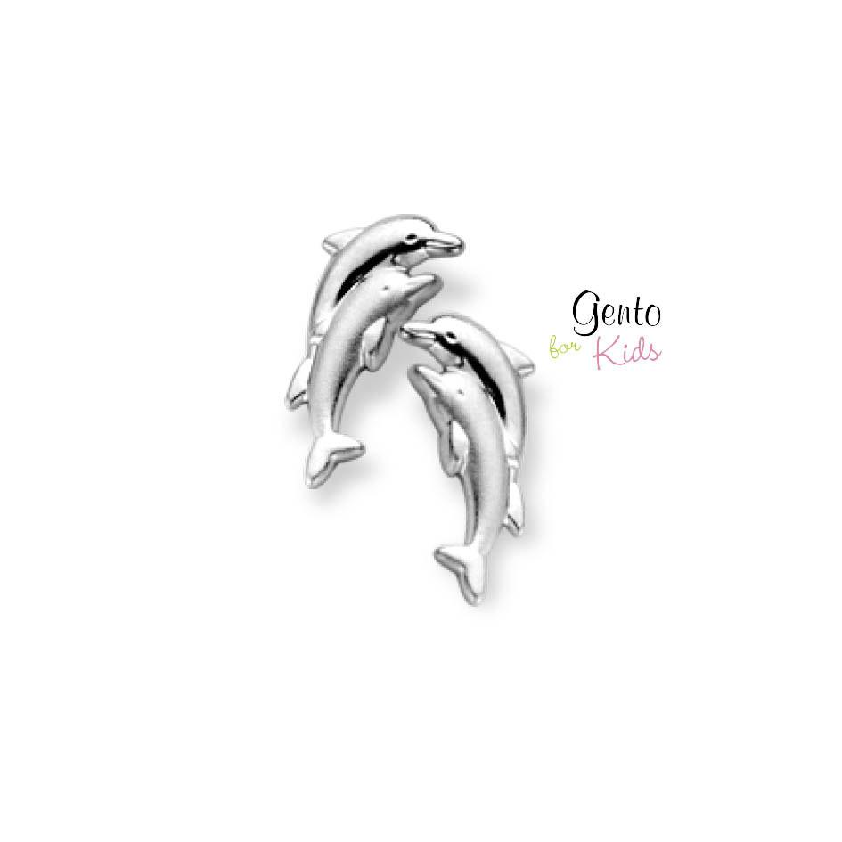 Zilveren kinder oorbellen dolfijnen Gento for kids - Staartjes en Strikjes