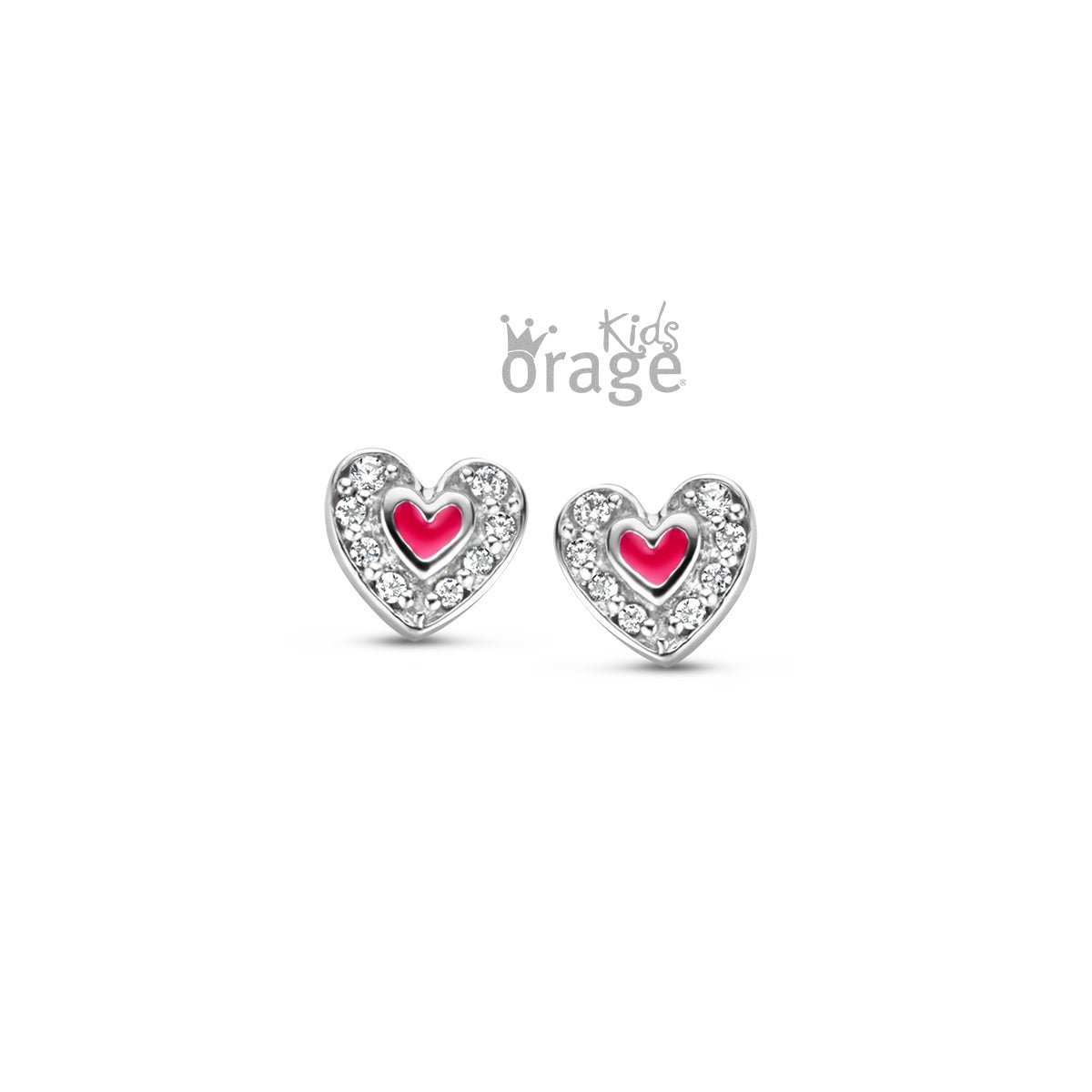 Zilveren kinder oorbellen hartjes Orage kids - Staartjes en Strikjes
