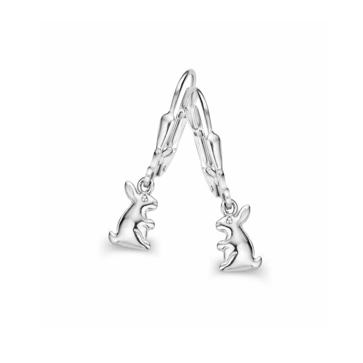 Zilveren kinder oorbellen konijn brisure sluiting/oorslinger Naoimy princess - Staartjes en Strikjes