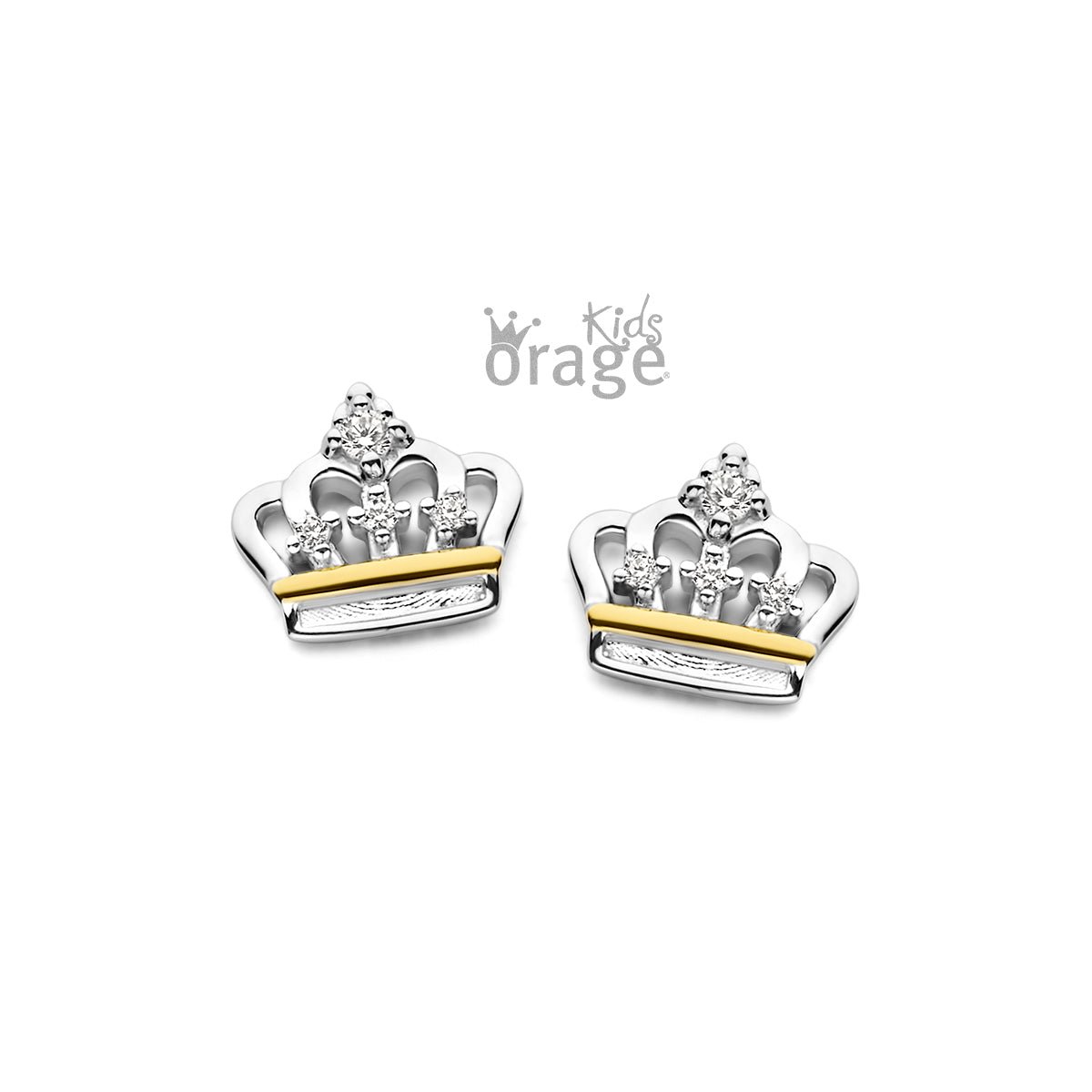 Zilveren kinder oorbellen kroontjes Orage kids - Staartjes en Strikjes