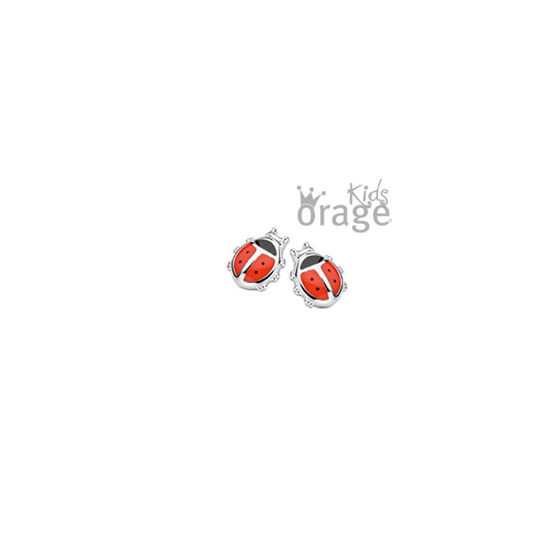 Zilveren kinder oorbellen lieveheersbeestjes Orage kids - Staartjes en Strikjes