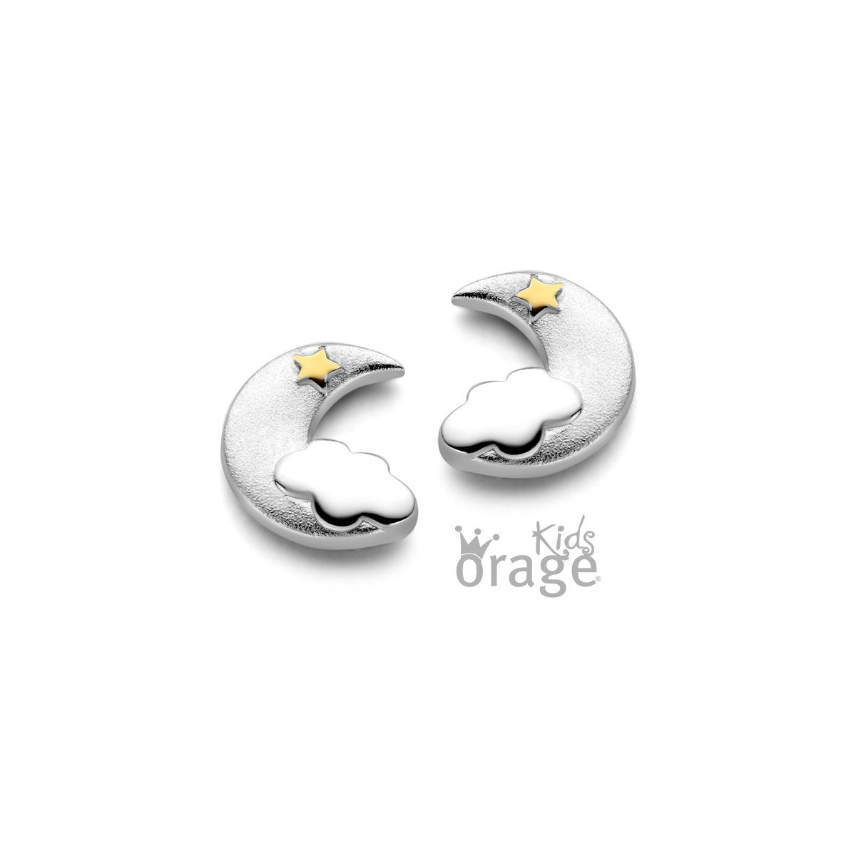Zilveren kinder oorbellen maan en ster Orage Kids - Staartjes en Strikjes