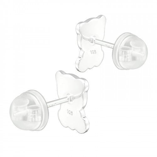 Zilveren kinder oorbellen panda met hartje - Staartjes en Strikjes