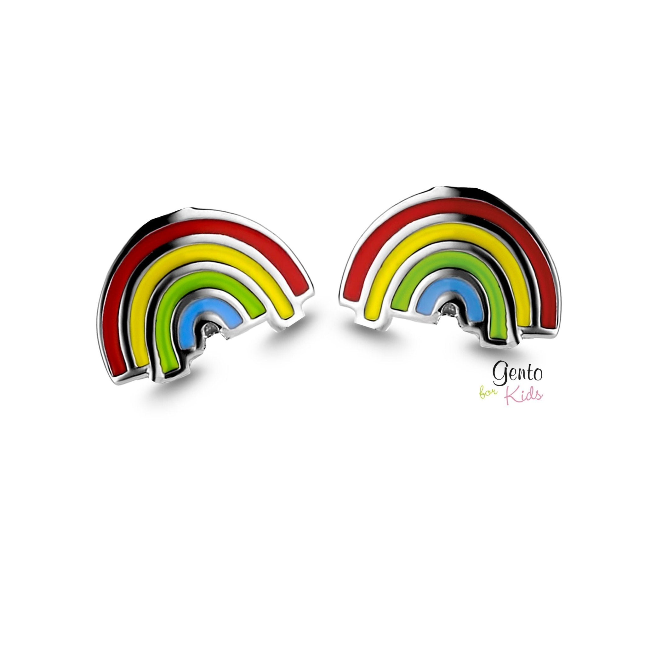 Zilveren kinder oorbellen regenboog Gento for kids - Staartjes en Strikjes