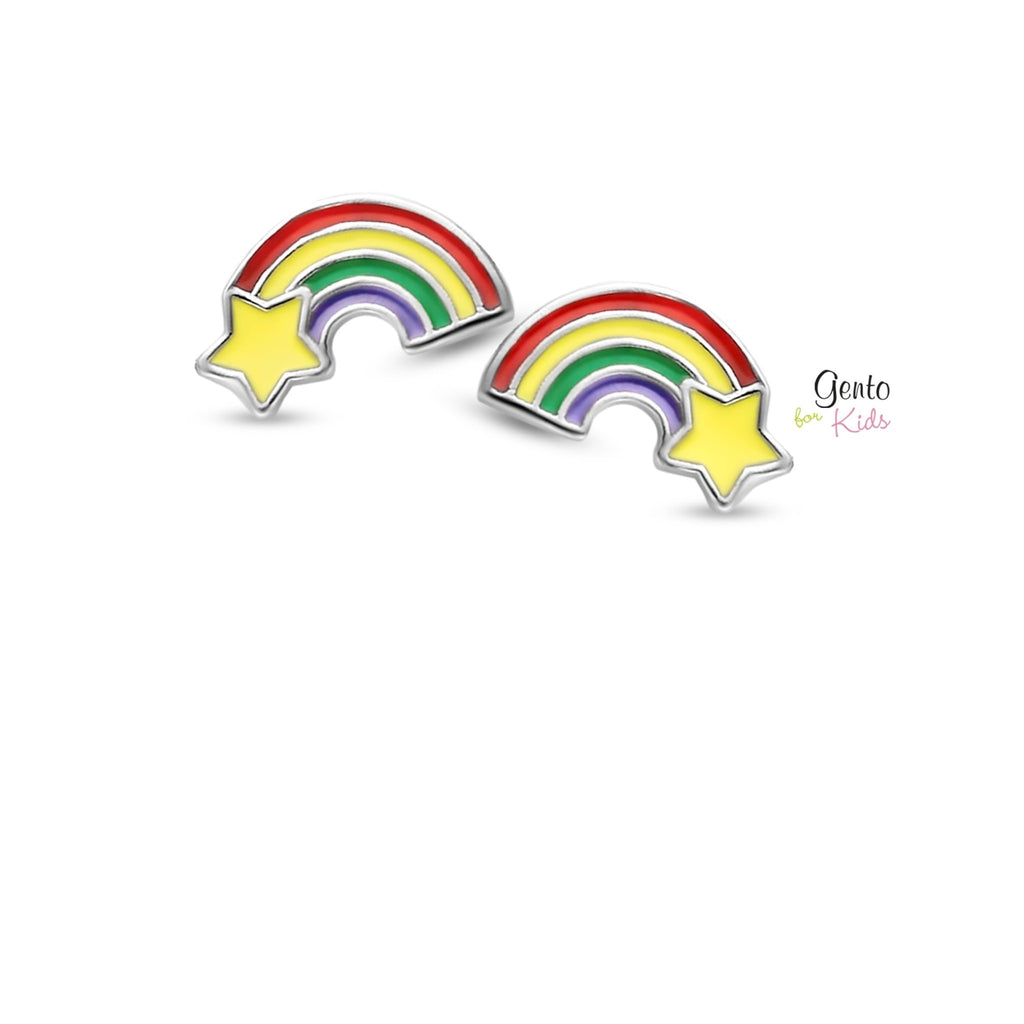 Zilveren kinder oorbellen regenboog Gento for kids - Staartjes en Strikjes