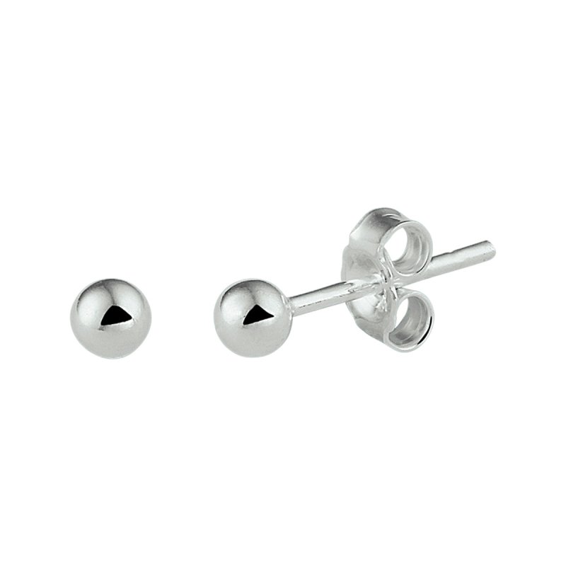 Zilveren kinderoorbellen bolletje 3 mm. klein - Staartjes en Strikjes