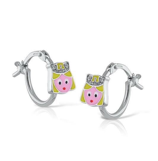 Zilveren kinderoorbellen creolen/oorringen met franse sluiting prinses Lapetra - Staartjes en Strikjes