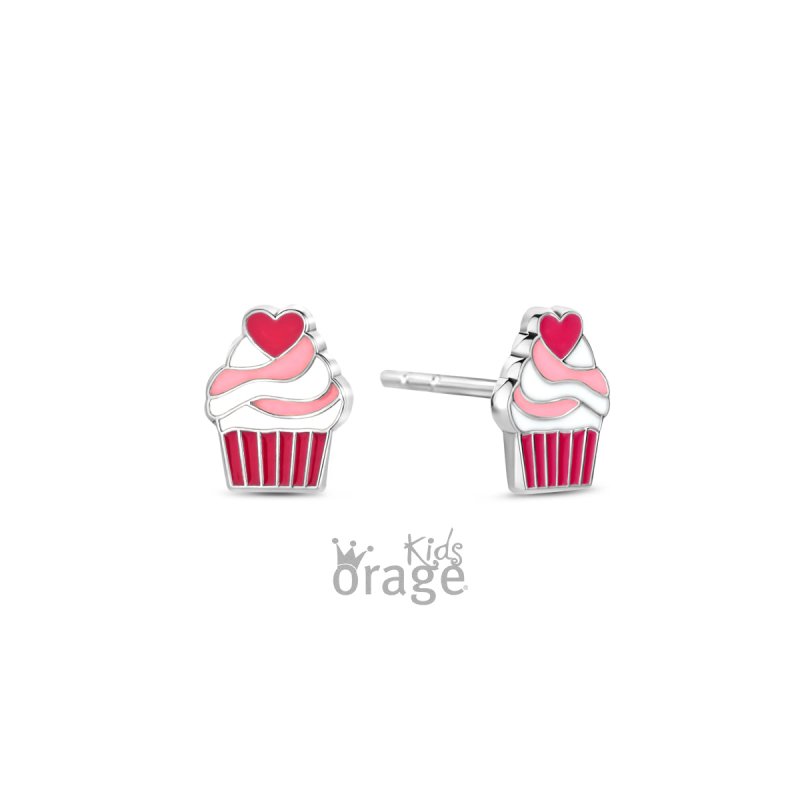 Zilveren kinderoorbellen cupcakes Orage kids - Staartjes en Strikjes