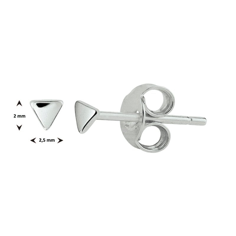 Zilveren kinderoorbellen driehoekjes extra klein - Staartjes en Strikjes