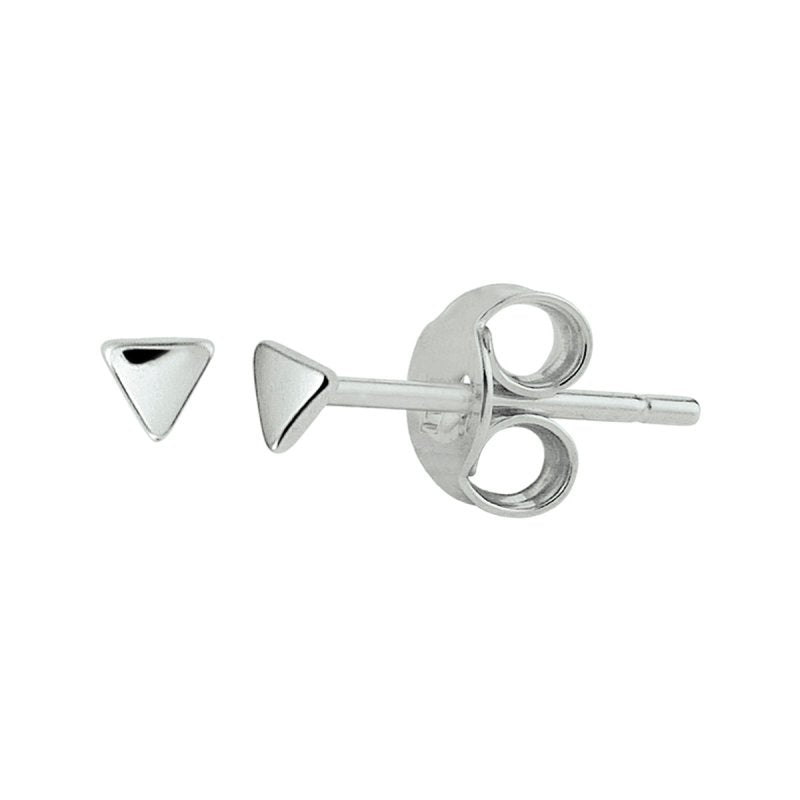 Zilveren kinderoorbellen driehoekjes extra klein - Staartjes en Strikjes