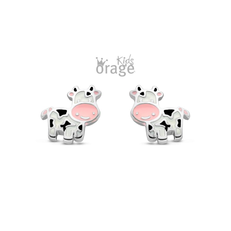 Zilveren kinderoorbellen koetjes Orage kids - Staartjes en Strikjes