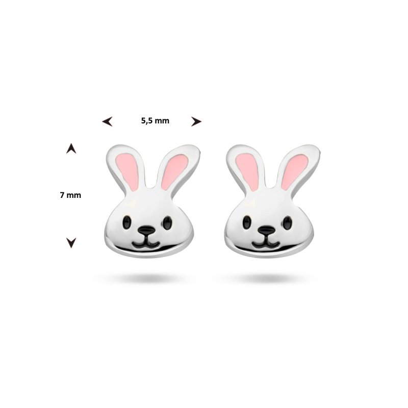 Zilveren kinderoorbellen konijntje - Staartjes en Strikjes