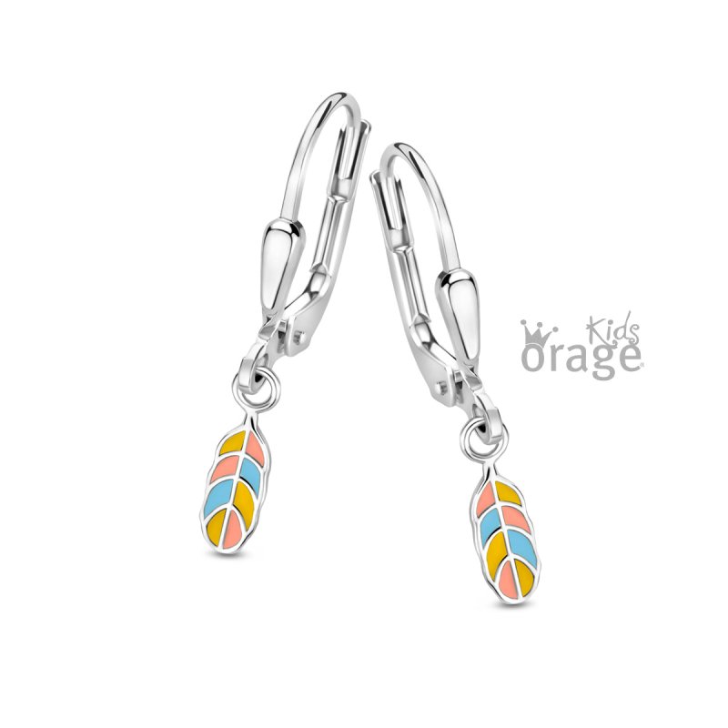 Zilveren kinderoorbellen met hangertjes veertjes Orage Kids - Staartjes en Strikjes