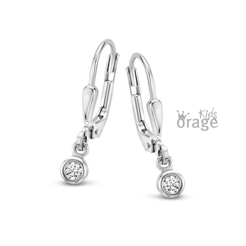 Zilveren kinderoorbellen oorhangers crystal steentjes Orage Kids - Staartjes en Strikjes