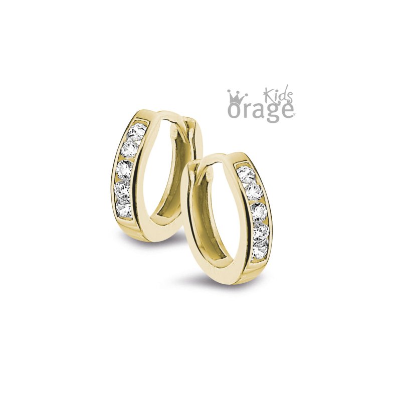 Zilveren kinderoorbellen oorringen/creolen gold plated crystal Orage kids - Staartjes en Strikjes