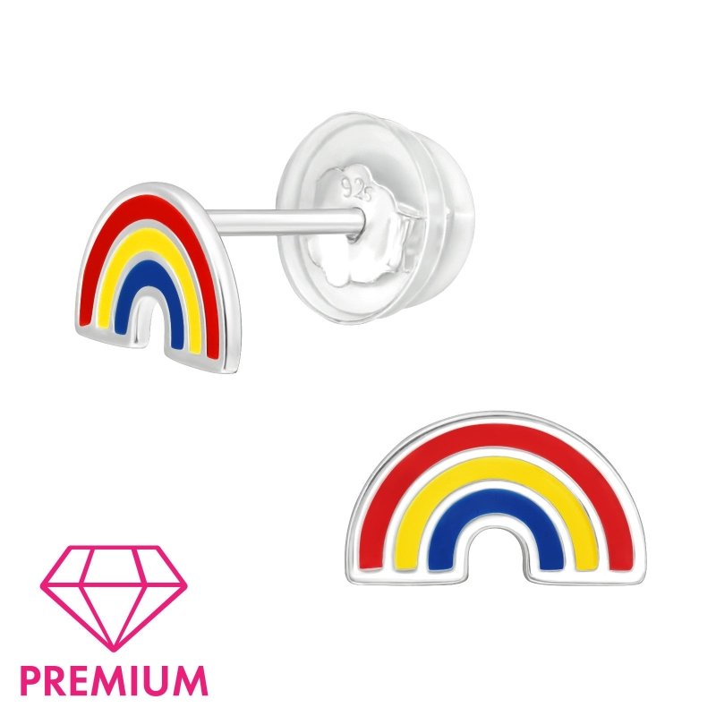 Zilveren kinderoorbellen regenboog - Staartjes en Strikjes