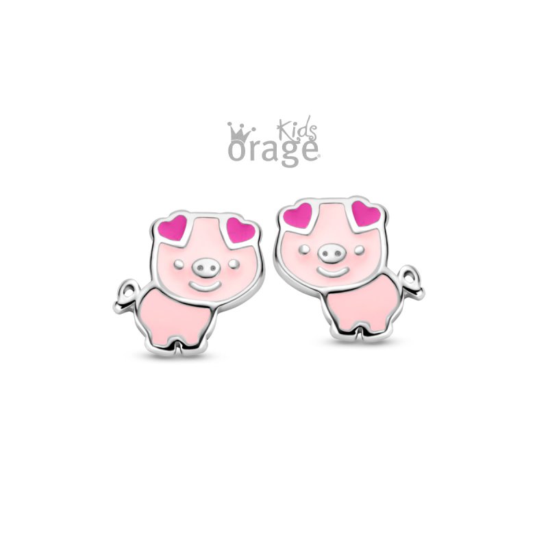Zilveren kinderoorbellen varkentjes Orage Kids - Staartjes en Strikjes