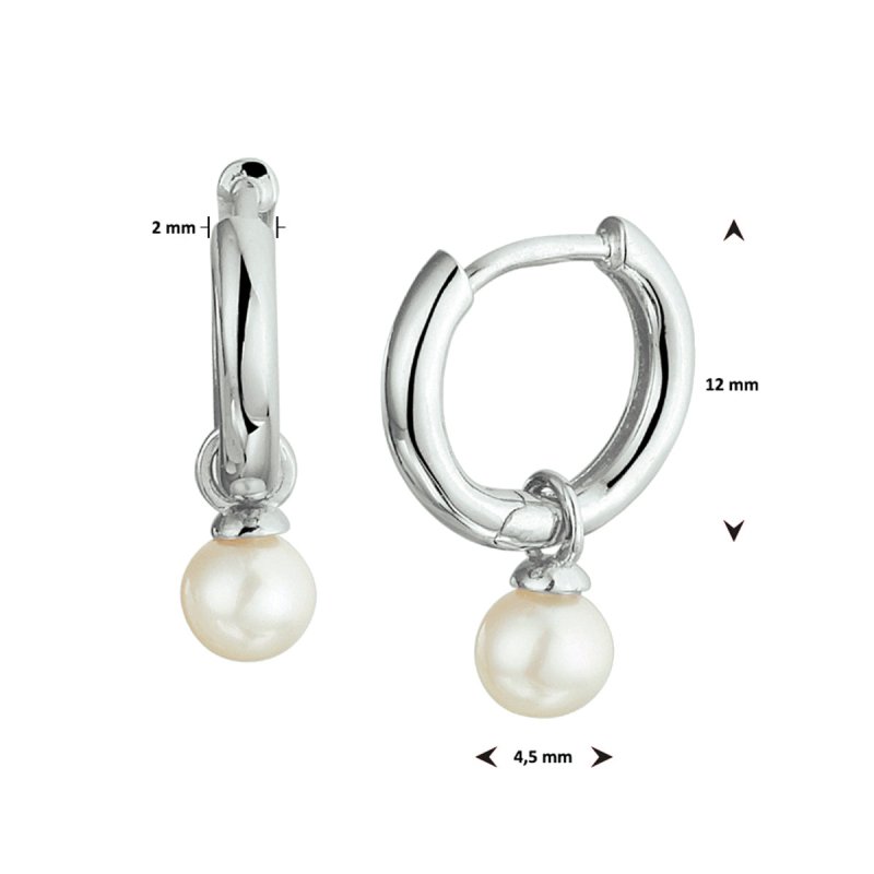 Zilveren kinderoorbellen zoetwater pareltjes oorringen - Staartjes en Strikjes