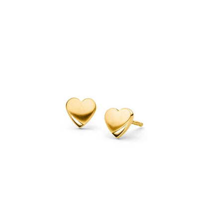 Titanium earrings Boccia gold-plated heart