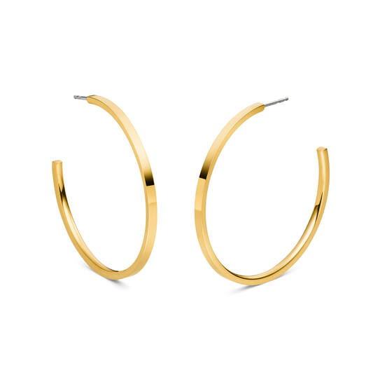 Titanium oorbellen Boccia goudkleurige oorstekers 50 mm.