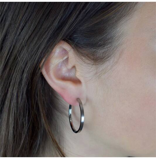 Titanium oorbellen Boccia oorringen 32 mm.
