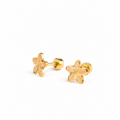 Hypoallergene kinderoorbellen goldplated Golden Flora | schroefsluiting