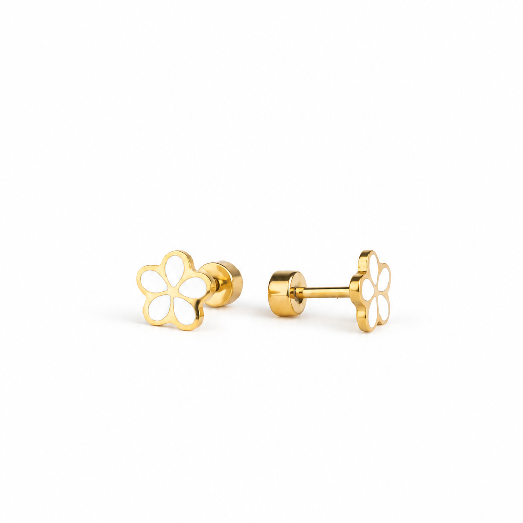 Hypoallergene kinderoorbellen goldplated Pure Petal | schroefsluiting