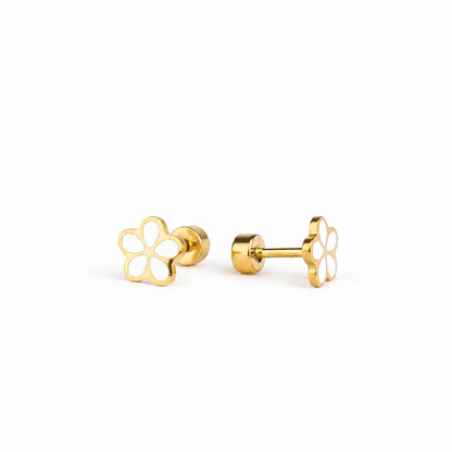Hypoallergene kinderoorbellen goldplated Pure Petal | schroefsluiting