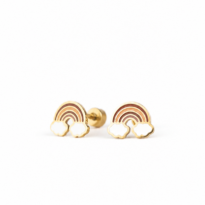 Hypoallergene kinderoorbellen goldplated Rainbow Dreams | schroefsluiting
