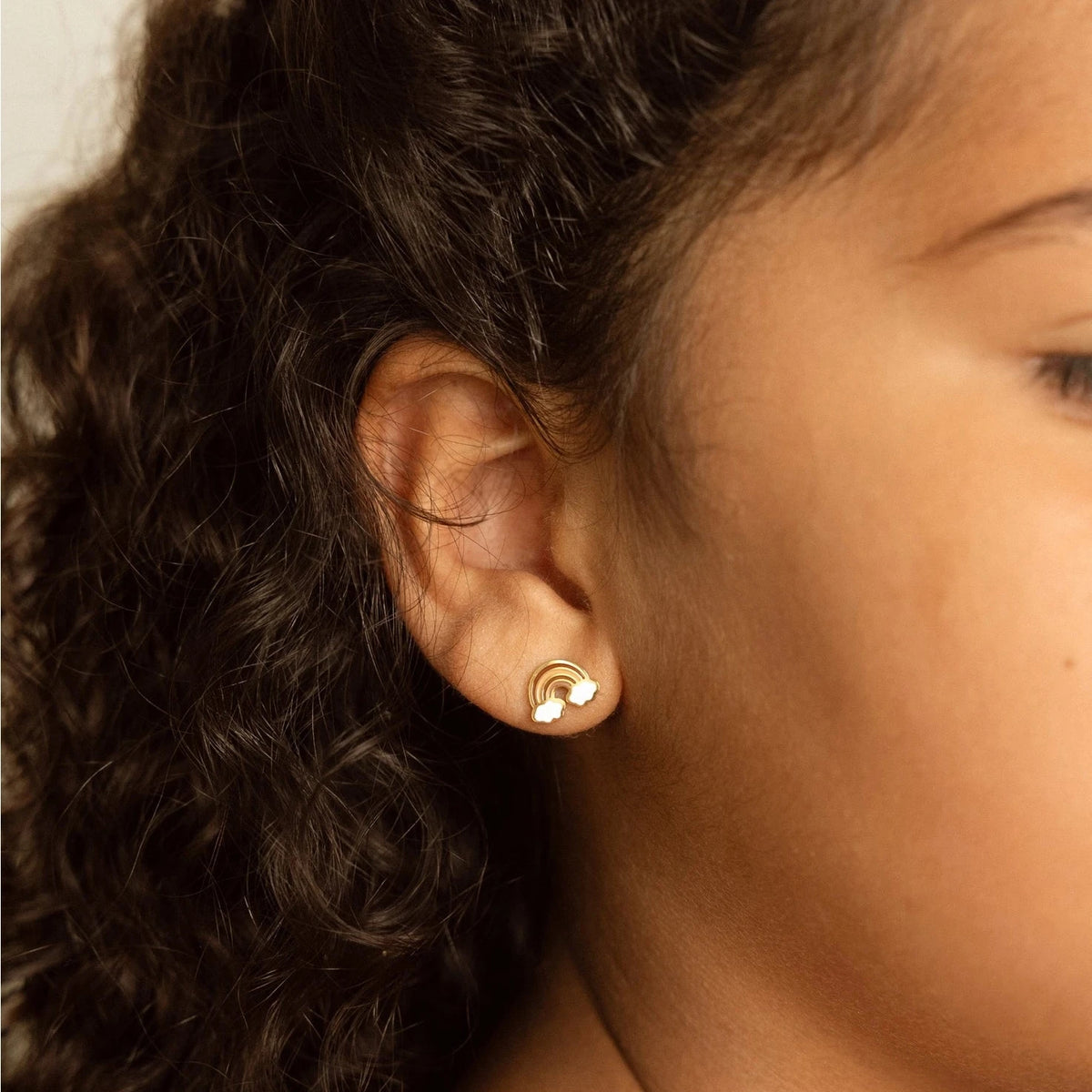 Hypoallergene kinderoorbellen goldplated Rainbow Dreams | schroefsluiting