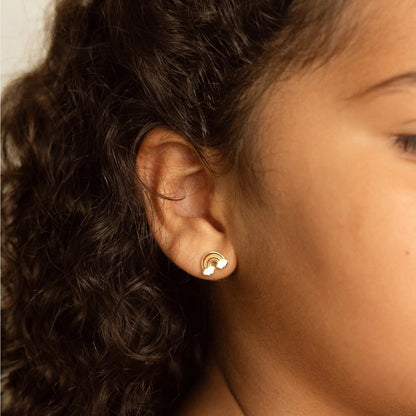 Hypoallergene kinderoorbellen goldplated Rainbow Dreams | schroefsluiting