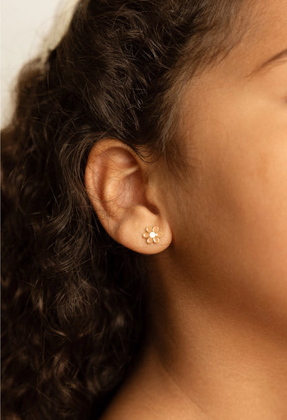 Hypoallergene Kinderohrringe goldplattiert Little Daisy | Schraubverschluss