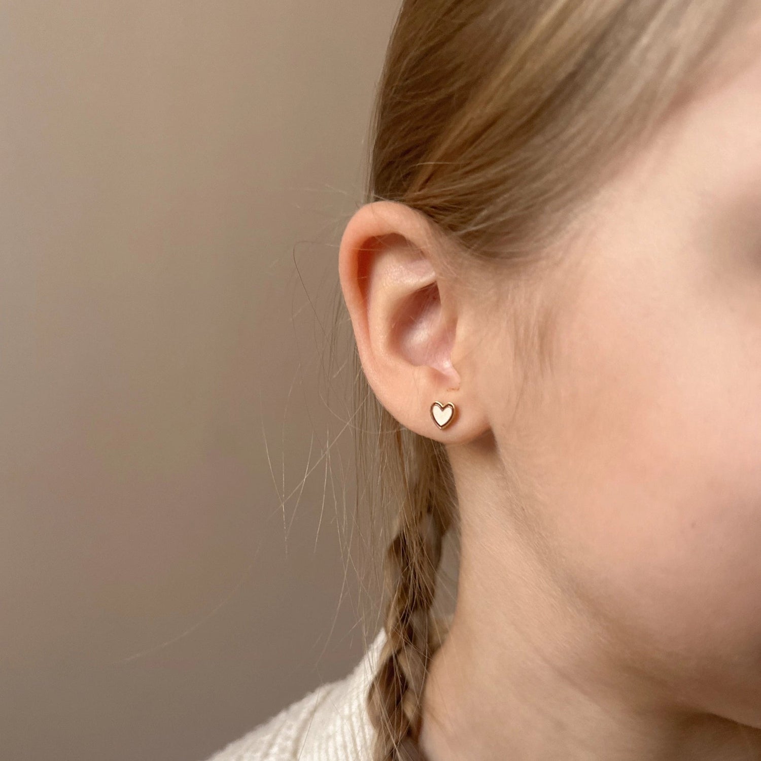 Hypoallergene kinderoorbellen goldplated Duo Heart | schroefsluiting