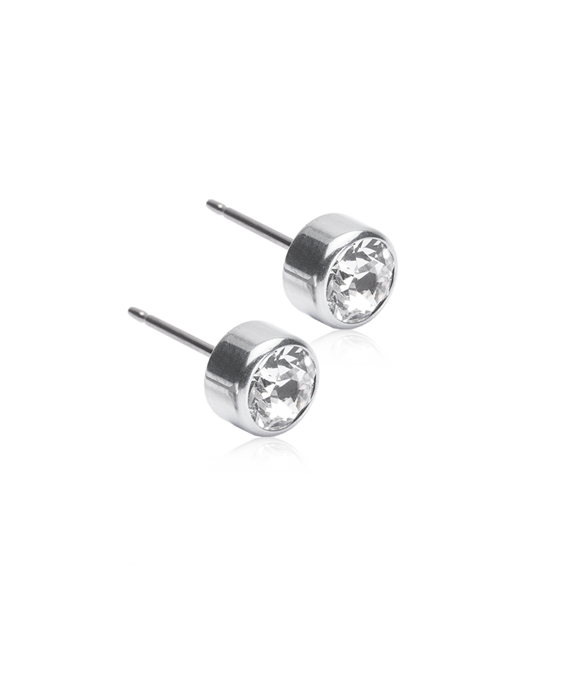 Ohrringe Blomdahl Titanknopf Kristall 6 mm. (inkl. Rücken)