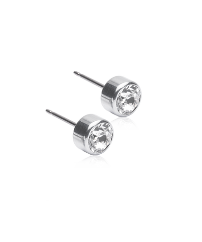 Ohrringe Blomdahl Titanknopf Kristall 6 mm. (inkl. Rücken)