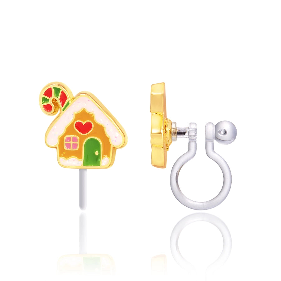 Hypoallergene Kinder-Clip-Ohrringe Lebkuchenhaus